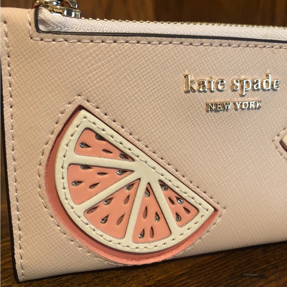 NWT-Kate Spade-SET-Tini Grapefruit Embellished Wallet &Grapefruit CoinPurse-$226 - Picture 2 of 14
